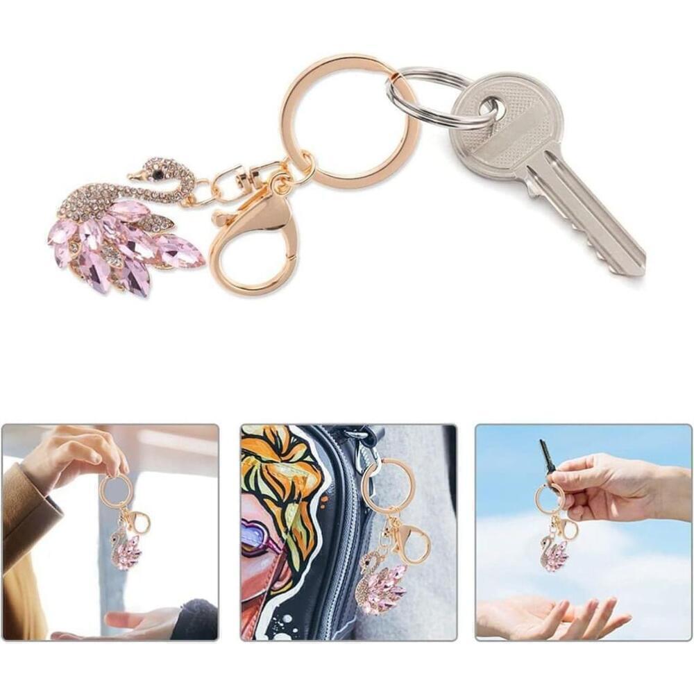 Swan Shaped Keychain In Pink - Picture 7 of 11